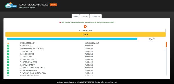 Mail IP Blacklist Checker License